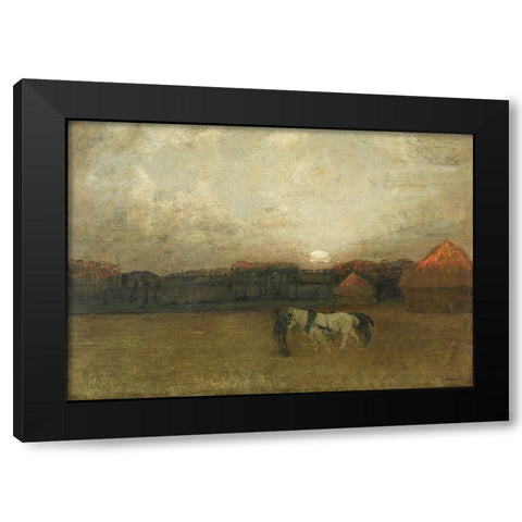 The Stubble Field Black Modern Wood Framed Art Print by Dearth, Henry Golden
