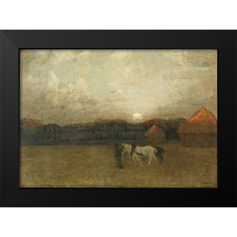 The Stubble Field Black Modern Wood Framed Art Print by Dearth, Henry Golden