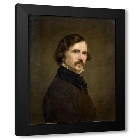 Self-Portrait Black Modern Wood Framed Art Print with Double Matting by Healy, Geogre Peter Alexander