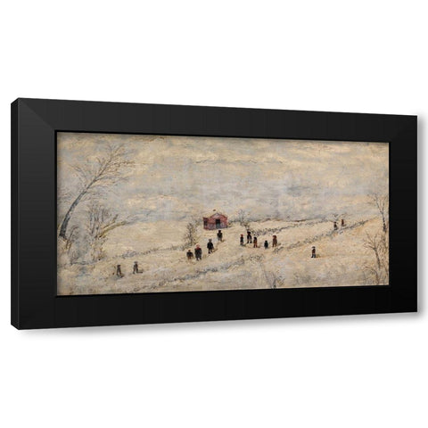 Snow Scene Black Modern Wood Framed Art Print with Double Matting by Case, Frank E