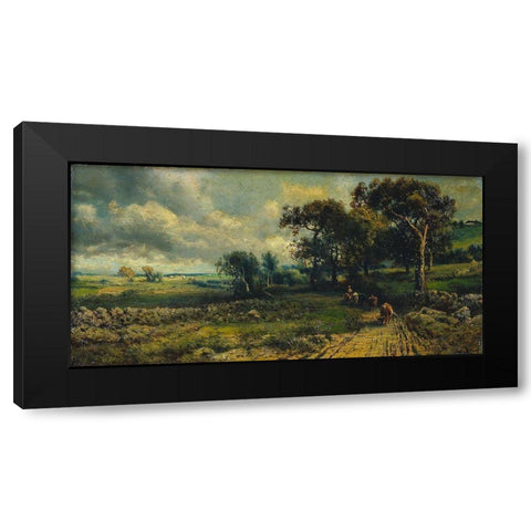 Fleecy Clouds Black Modern Wood Framed Art Print by Inness, imitator ofÂ George