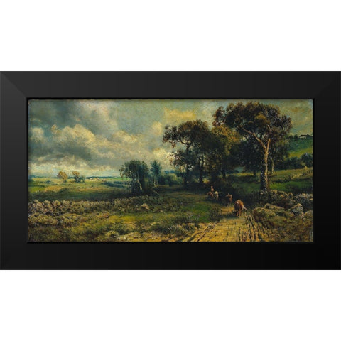 Fleecy Clouds Black Modern Wood Framed Art Print by Inness, imitator ofÂ George