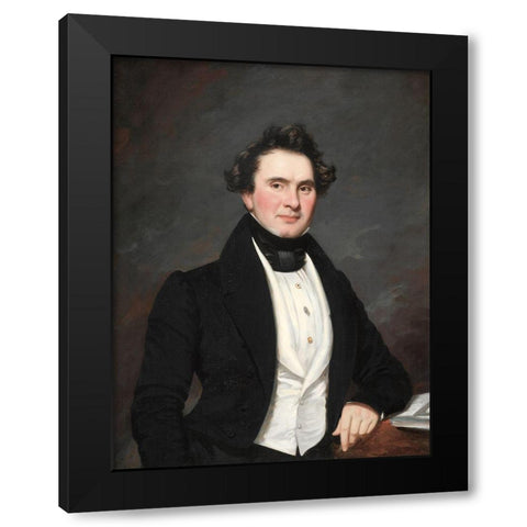 Portrait of a Man Black Modern Wood Framed Art Print with Double Matting by Waldo, Samuel Lovett