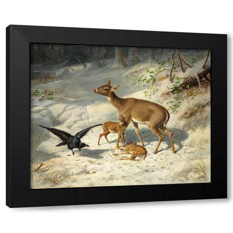 Maternal Solicitude Black Modern Wood Framed Art Print by Tait, Arthur Fitzwilliam