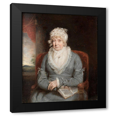 Portrait of a Woman Mrs Ann Hivlyn Black Modern Wood Framed Art Print by America or England, 19th Century
