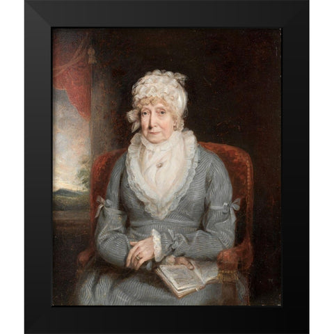 Portrait of a Woman Mrs Ann Hivlyn Black Modern Wood Framed Art Print by America or England, 19th Century