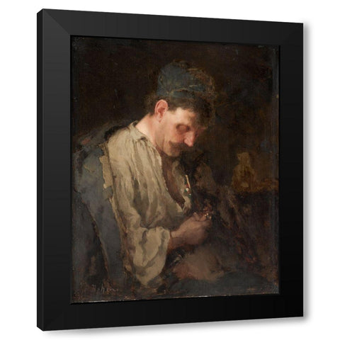 Portrait of a Man Black Modern Wood Framed Art Print with Double Matting by Bohm, Max