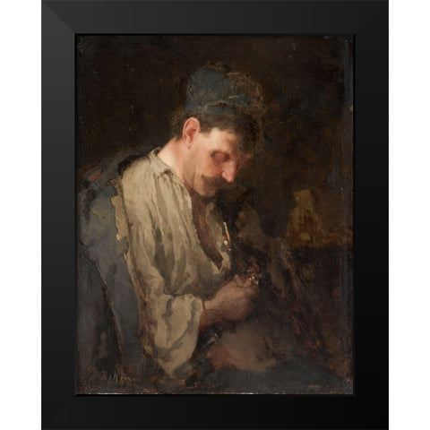 Portrait of a Man Black Modern Wood Framed Art Print by Bohm, Max