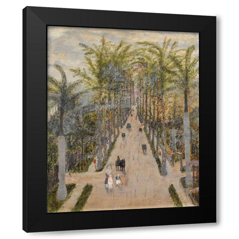 The Palm Alley Black Modern Wood Framed Art Print with Double Matting by Case, Frank E