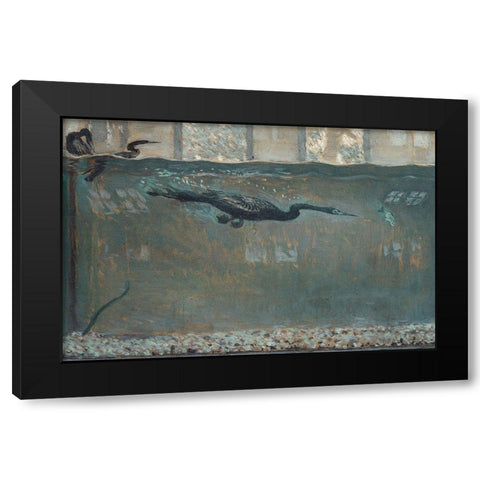 Diving Cormorant Black Modern Wood Framed Art Print by Bacher, Otto H