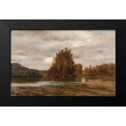 Gray Day on the Esopus Black Modern Wood Framed Art Print by Cropsey, Jasper F