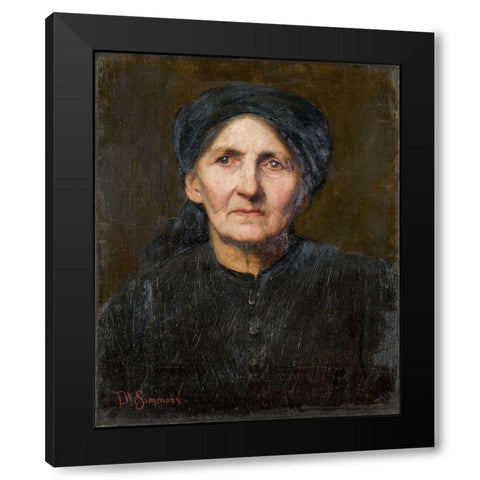 Old Peasant Black Modern Wood Framed Art Print with Double Matting by Simmons, Freeman Willis