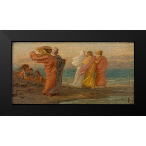 The Music Party Black Modern Wood Framed Art Print by Vedder, Elihu