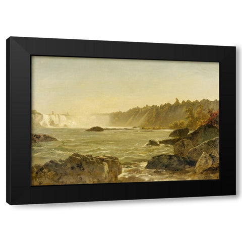 View of Niagara Falls Black Modern Wood Framed Art Print with Double Matting by Kensett, John Frederick