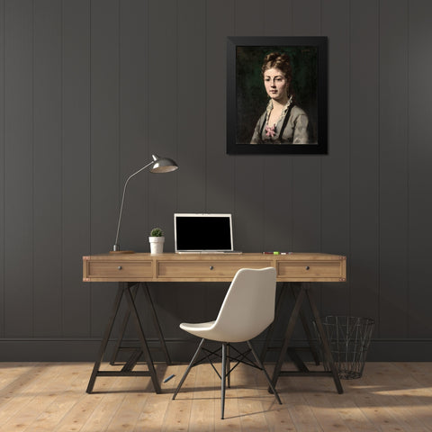 Portrait of a Woman Black Modern Wood Framed Art Print by Anderson, Abraham Archibald