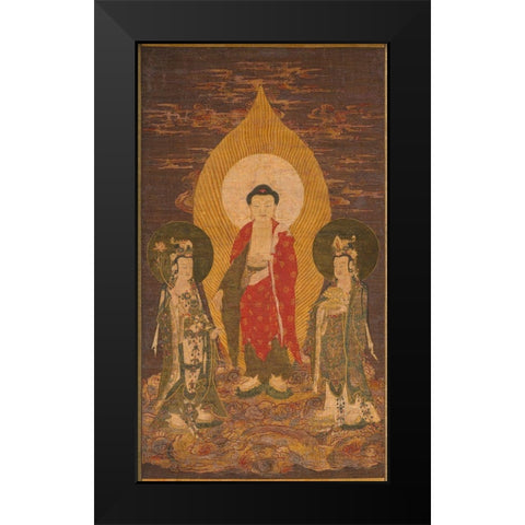 Amitabha Triad Black Modern Wood Framed Art Print by dynasty, China Ming