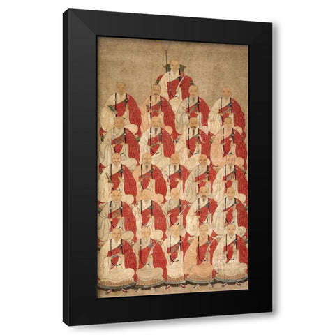 Portrait of Buddhist Monks of Obaku Sect Black Modern Wood Framed Art Print by dynasty, China Qing