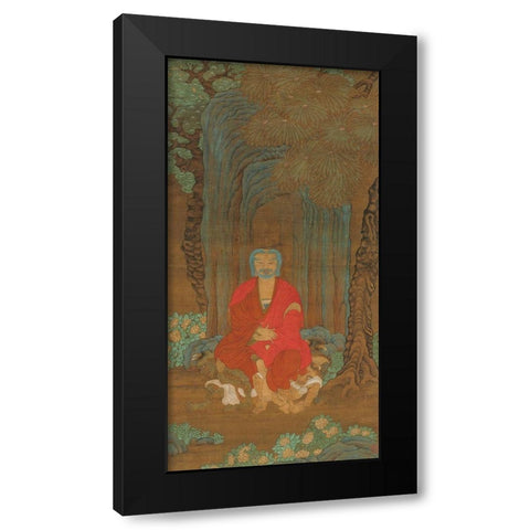 Shakyamuni under the Bodhi Tree Black Modern Wood Framed Art Print by dynasty, China Ming