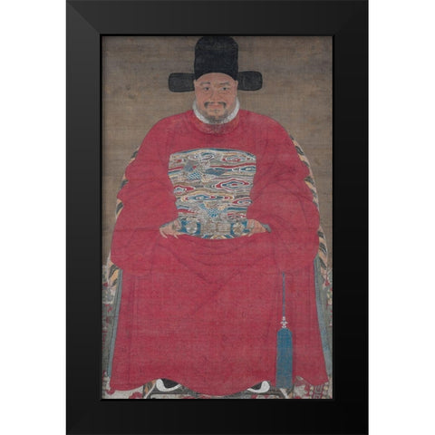 Portrait of an Official Black Modern Wood Framed Art Print by dynasty, China Ming