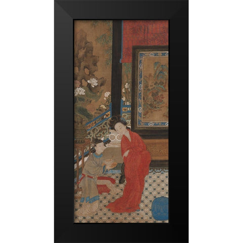 Yang Guifei Leaving the Bath Black Modern Wood Framed Art Print by dynasty, China Qing
