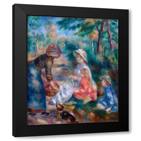 The Apple Seller Black Modern Wood Framed Art Print with Double Matting by Renoir, Pierre-Auguste