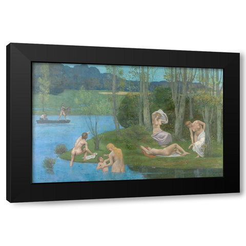 Summer Black Modern Wood Framed Art Print with Double Matting by de Chavannes, Pierre Puvis