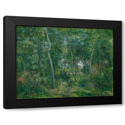 Edge of the Woods Near LHermitage Pontoise Black Modern Wood Framed Art Print by Pissarro, Camille