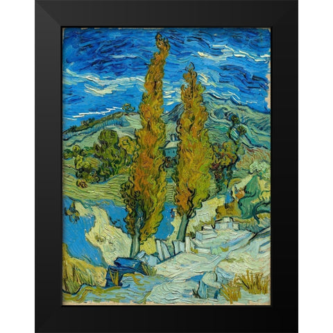 Two Poplars in the Alpilles near Saint-Remy Black Modern Wood Framed Art Print by Gogh, Vincent van