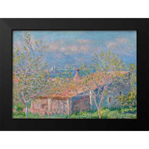 Gardeners House at Antibes Black Modern Wood Framed Art Print by Monet, Claude