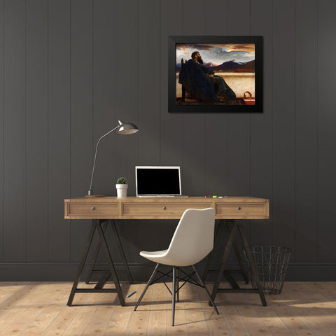 David: Oh - that I had wings like a Dove. For then would I fly away, and be at rest. Psalm 55:6 Black Modern Wood Framed Art Print by Leighton, Frederic