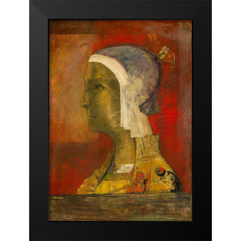 Symbolic Head Black Modern Wood Framed Art Print by Redon, Odilon