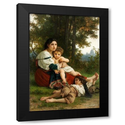 Rest Black Modern Wood Framed Art Print by Bouguereau, William Adolphe