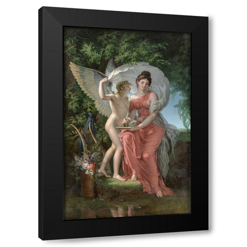 Erato, Muse of Lyrical Poetry Black Modern Wood Framed Art Print with Double Matting by Meynier, Charles