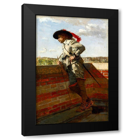 On a Terrace Black Modern Wood Framed Art Print with Double Matting by Meissonier, Ernest