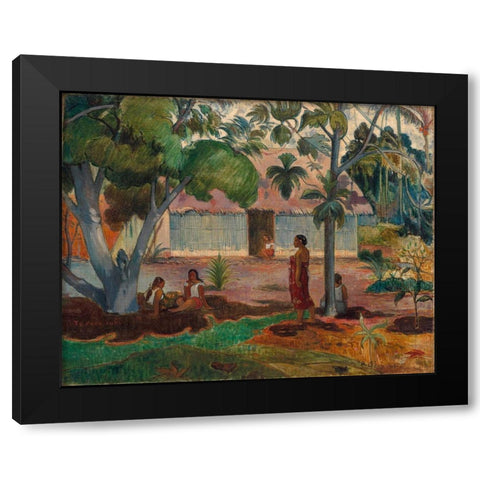 The Large Tree Black Modern Wood Framed Art Print with Double Matting by Gauguin, Paul