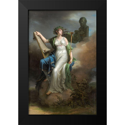 Calliope, Muse of Epic Poetry Black Modern Wood Framed Art Print by Meynier, Charles