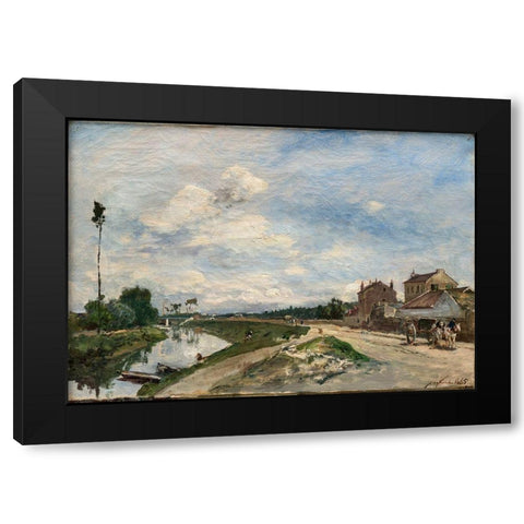 The Seine at Bas-Meudon Black Modern Wood Framed Art Print with Double Matting by Jongkind, Johan Barthold