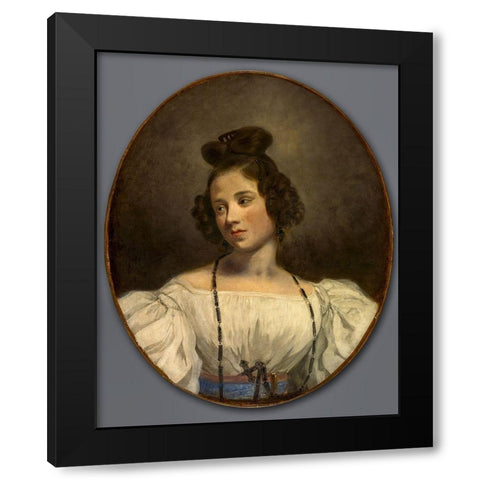 Mlle. Alexandrine-Julie de la Boutraye Black Modern Wood Framed Art Print by Delacroix, Eugene