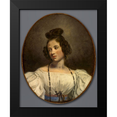 Mlle. Alexandrine-Julie de la Boutraye Black Modern Wood Framed Art Print by Delacroix, Eugene