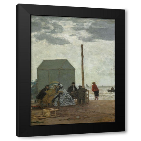 The Beach at Deauville Black Modern Wood Framed Art Print by Boudin, Eugene
