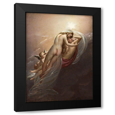 Aurora and Cephalus Black Modern Wood Framed Art Print with Double Matting by de Roucy-Trioson, Anne-Louis Girodet