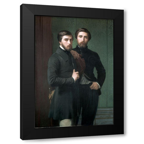 Rene-Charles Dassy and His Brother Jean-Baptiste-Claude-Amede Dassy Black Modern Wood Framed Art Print by Flandrin, Hippolyte Jean