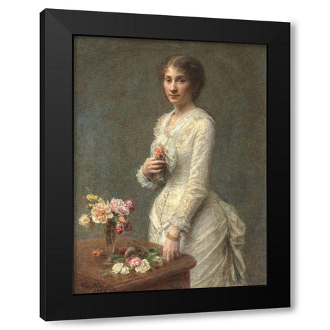 Madame Lerolle Black Modern Wood Framed Art Print with Double Matting by Fantin-Latour, Henri