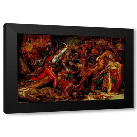 Sketch for The Revolt at Cairo Black Modern Wood Framed Art Print by de Roucy-Trioson, Anne-Louis Girodet