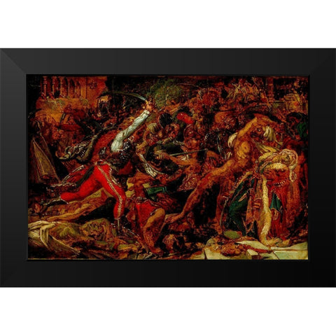 Sketch for The Revolt at Cairo Black Modern Wood Framed Art Print by de Roucy-Trioson, Anne-Louis Girodet
