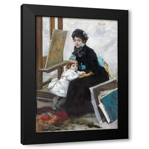 Madeleine Lerolle and Her Daughter Yvonne Black Modern Wood Framed Art Print with Double Matting by Besnard, Albert