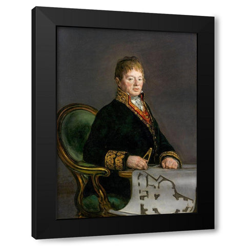 Portrait of Don Juan Antonio Cuervo Black Modern Wood Framed Art Print with Double Matting by Goya, Francisco de