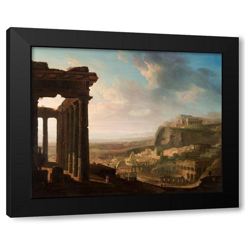 Ruins of an Ancient City Black Modern Wood Framed Art Print with Double Matting by Martin, John