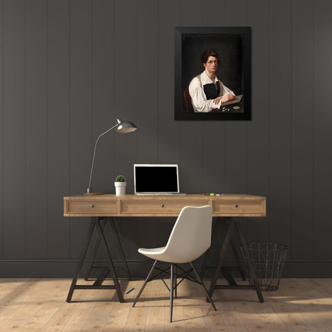 Self Portrait Black Modern Wood Framed Art Print by LePage, Francois