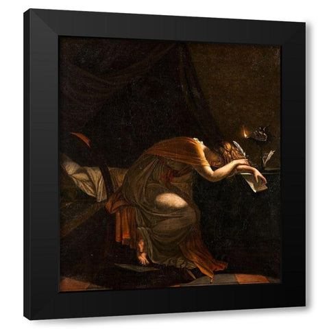 The Death of Sophonisba Black Modern Wood Framed Art Print with Double Matting by Guerin, Pierre